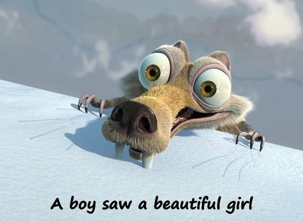 A boy saw a beautiful girl