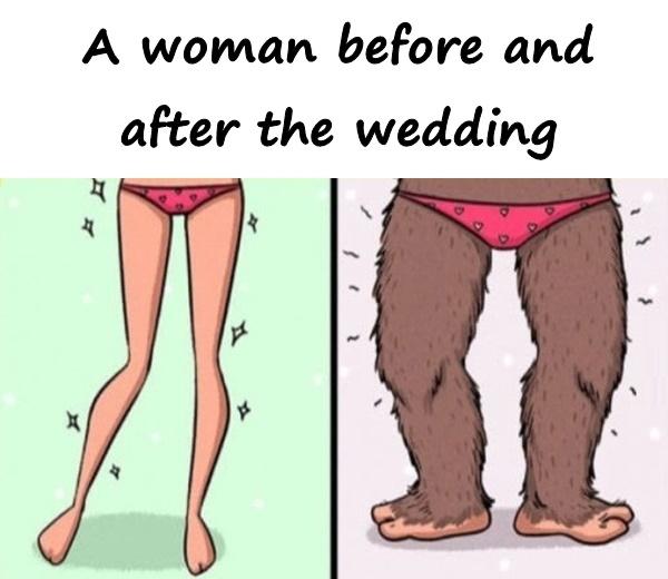 A woman before and after the wedding