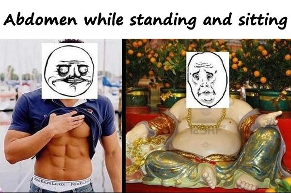 Abdomen while standing and while sitting