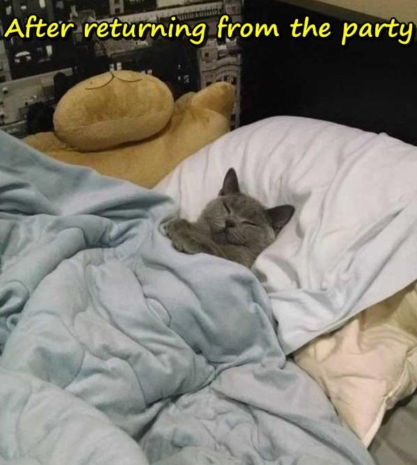 After returning from the party