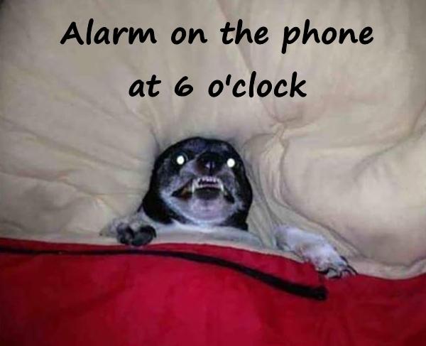 Alarm on the phone at 6 o'clock