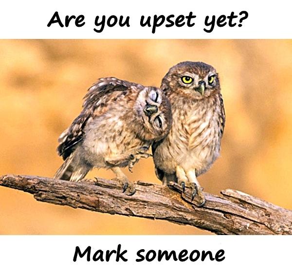 Are you upset yet? Mark someone