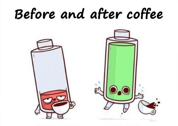 Before and after coffee