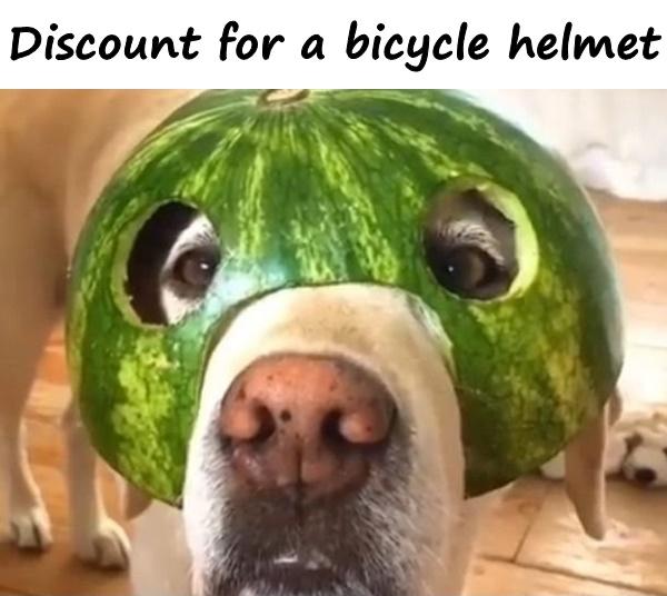 Discount for a bicycle helmet