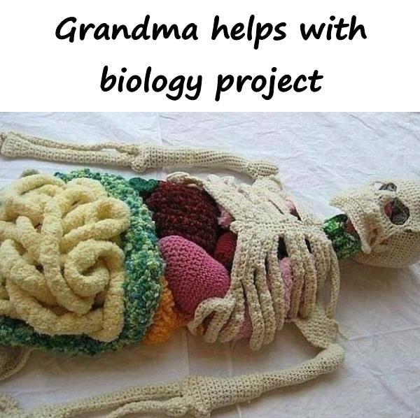 Grandma helps with biology project