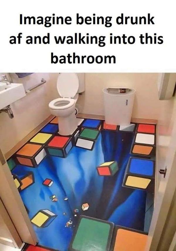 Imagine being drunk af and walking into this bathroom