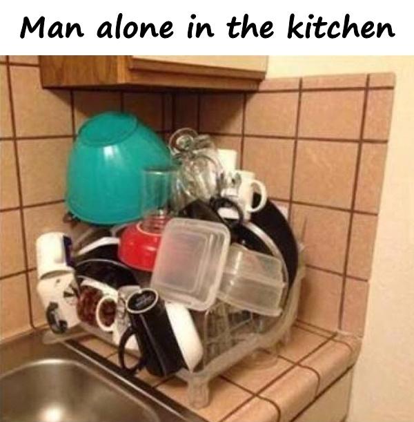 Man alone in the kitchen