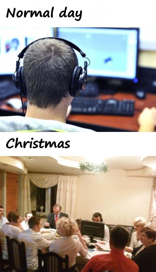 Normal day vs. Christmas