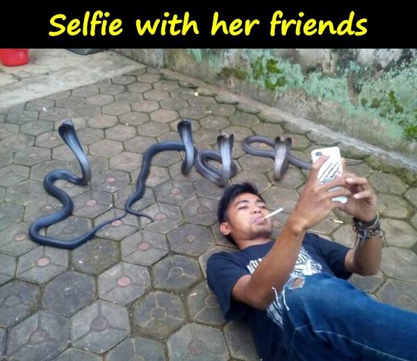 Selfie with her friends