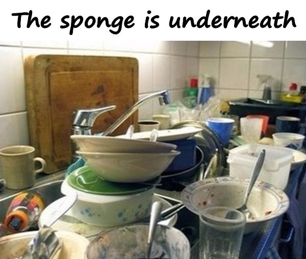 The sponge is underneath