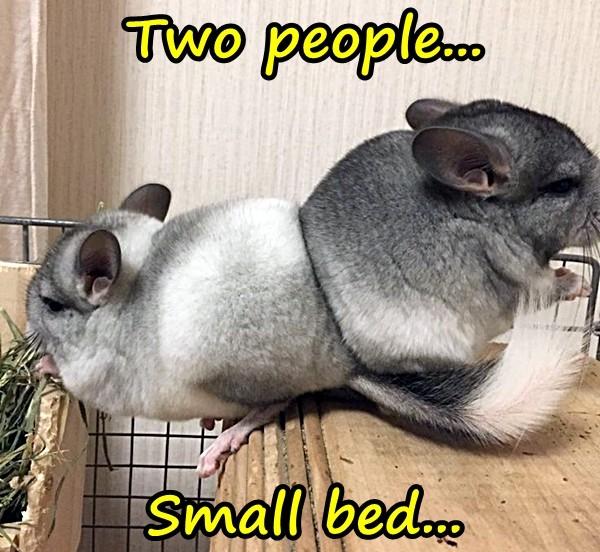 Two people. Small bed