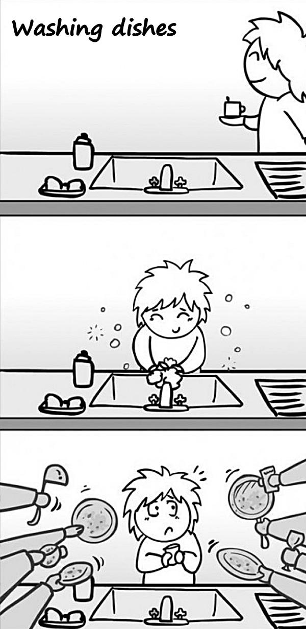 Washing dishes