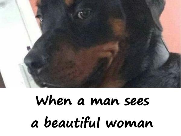 When a man sees a beautiful woman