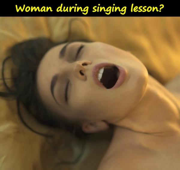 Woman during singing lesson