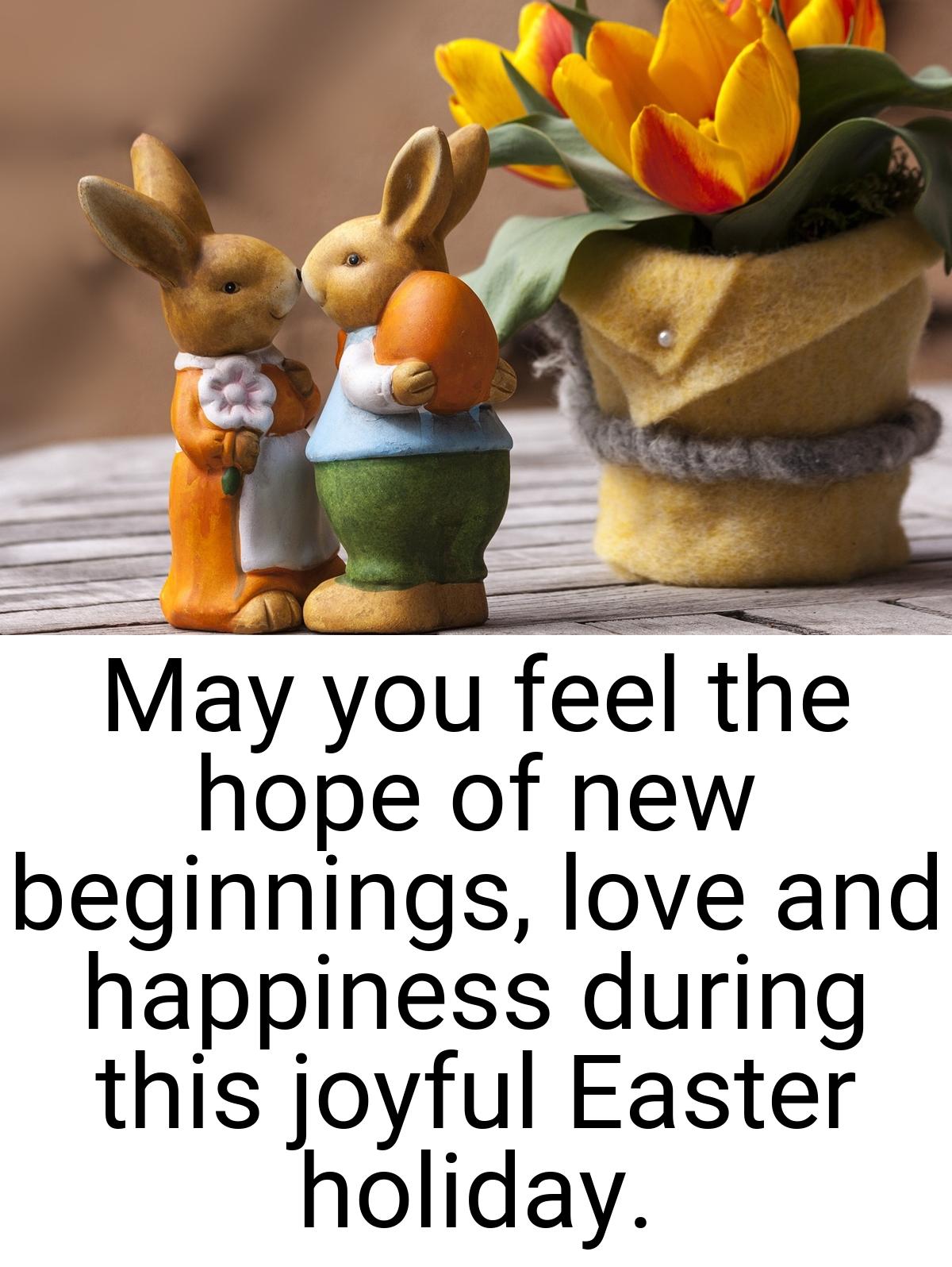 May you feel the hope of new beginnings, love and happiness