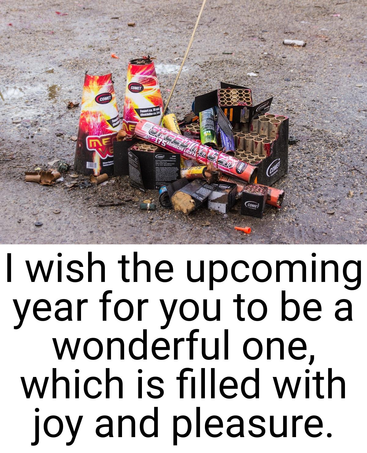 I wish the upcoming year for you to be a wonderful one