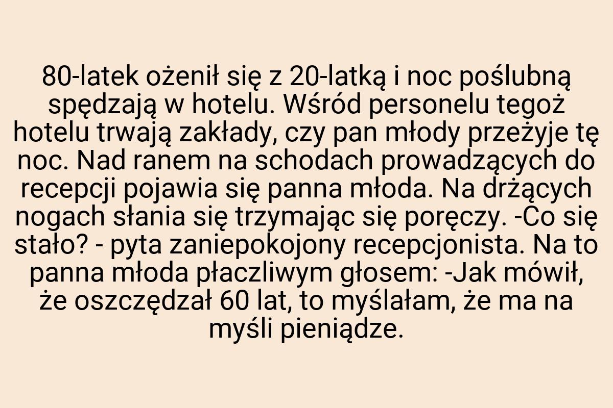 80-latek ożenił się z 20-latką i noc poślubną spędzają w