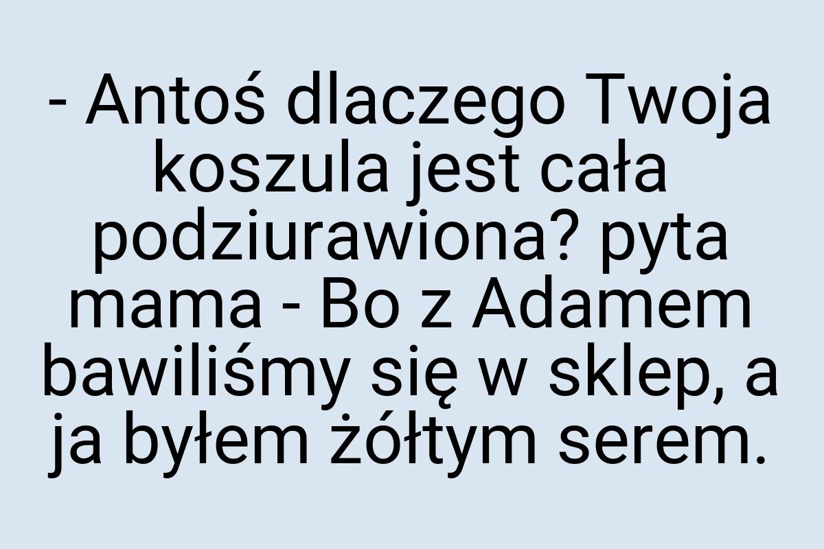 - Antoś dlaczego Twoja koszula jest cała podziurawiona