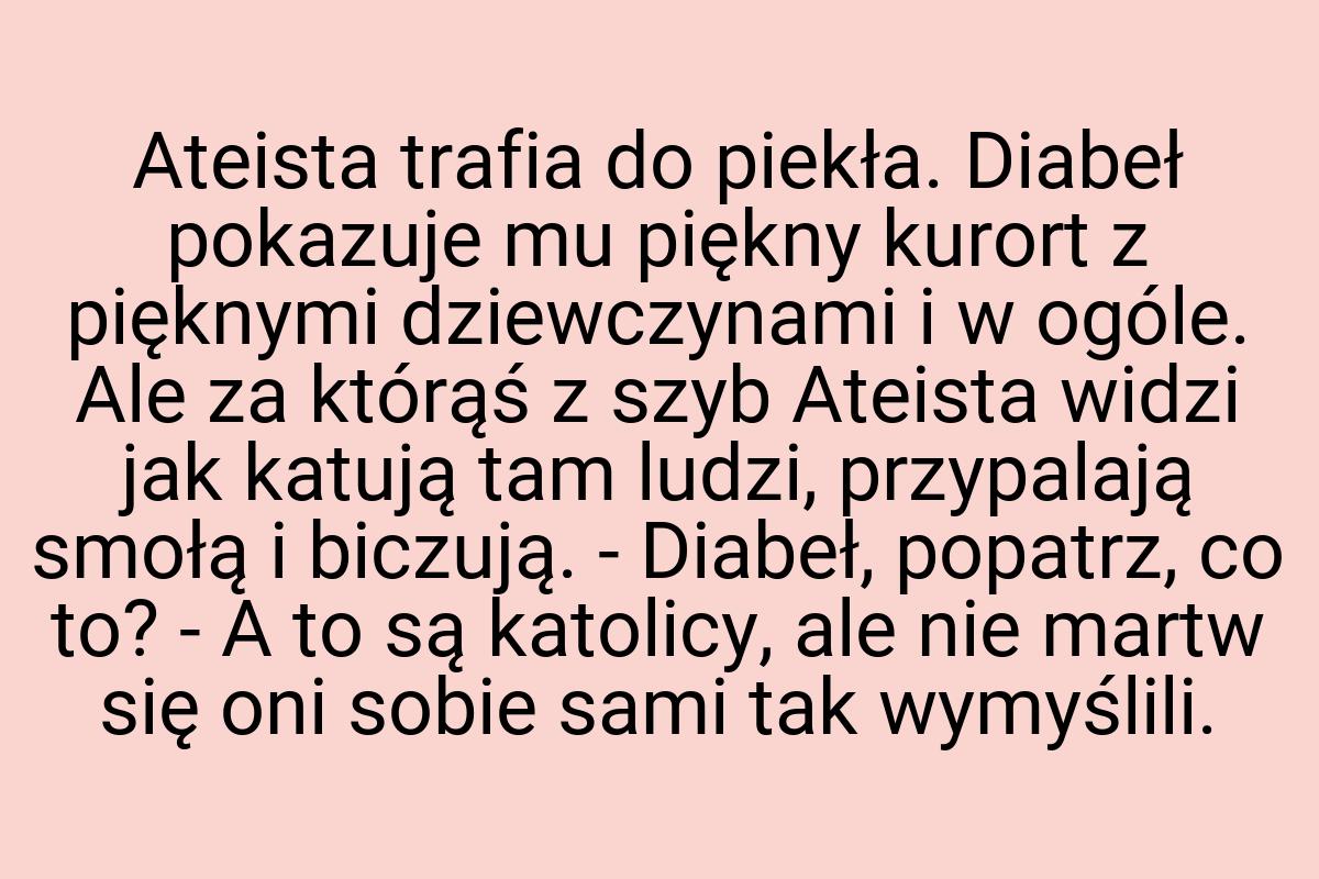 Ateista trafia do piekła. Diabeł pokazuje mu piękny kurort