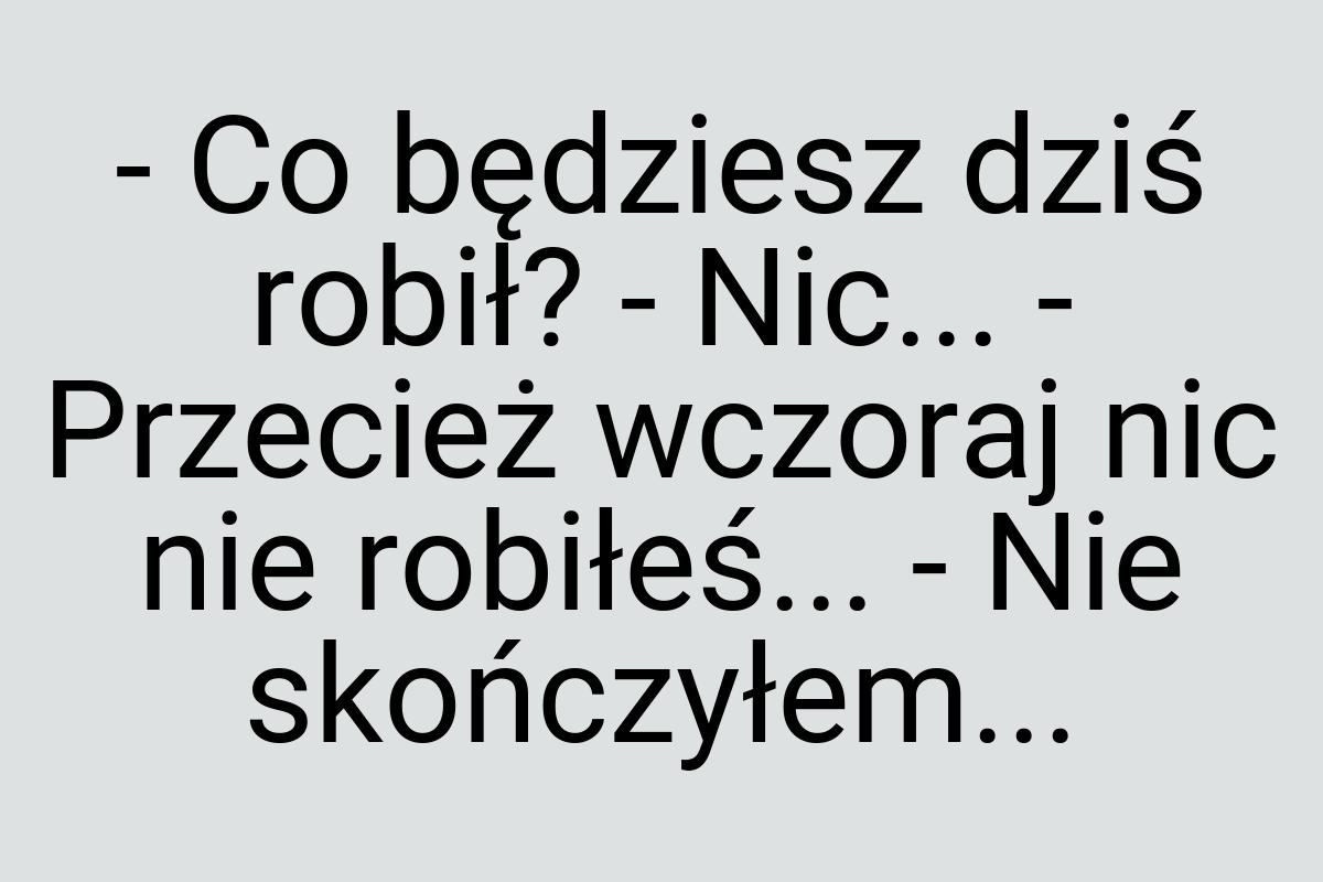 - Co będziesz dziś robił? - Nic... - Przecież wczoraj nic