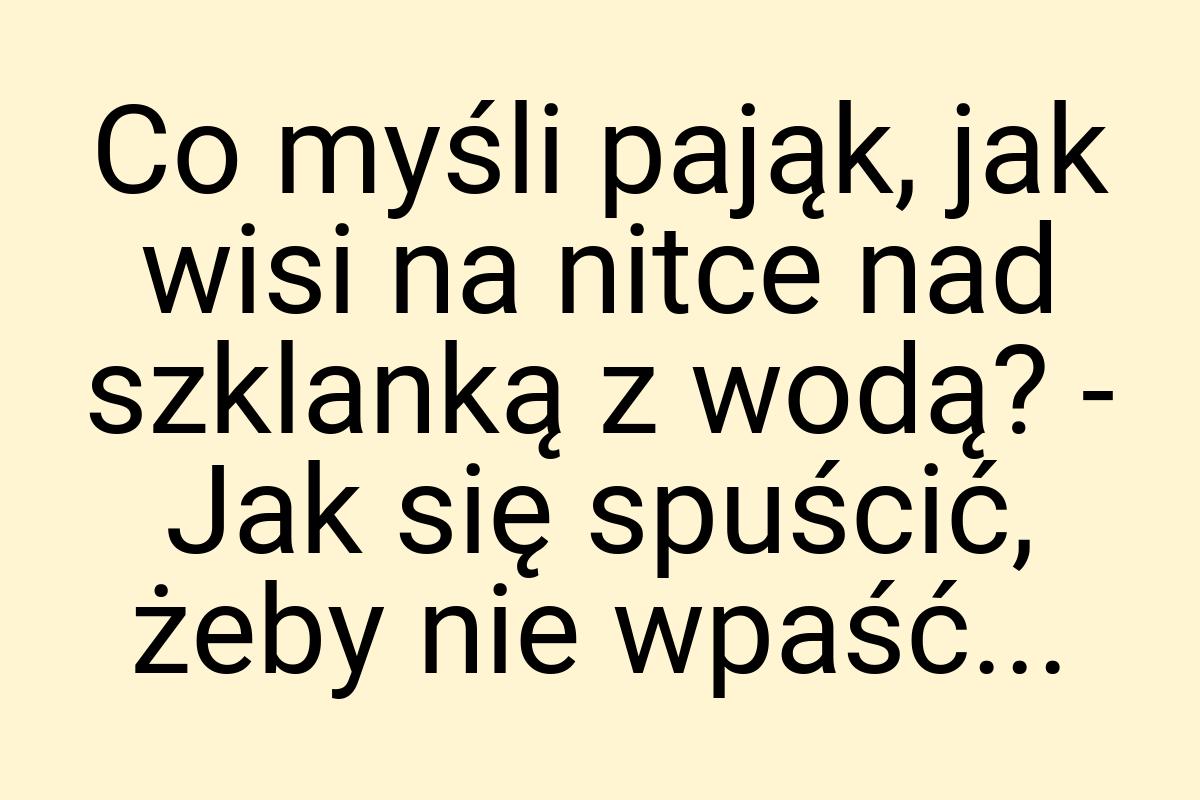 Co myśli pająk, jak wisi na nitce nad szklanką z wodą