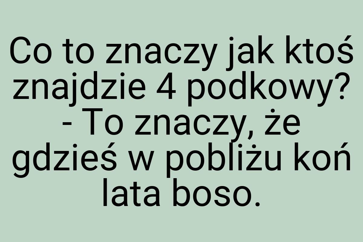 Co to znaczy jak ktoś znajdzie 4 podkowy? - To znaczy, że