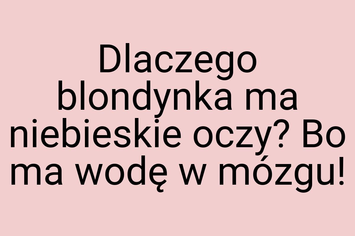 Dlaczego blondynka ma niebieskie oczy? Bo ma wodę w mózgu