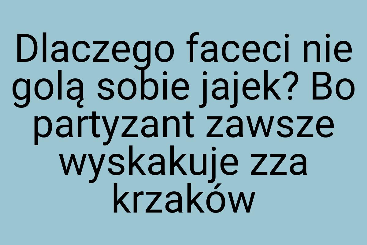 Dlaczego faceci nie golą sobie jajek? Bo partyzant zawsze