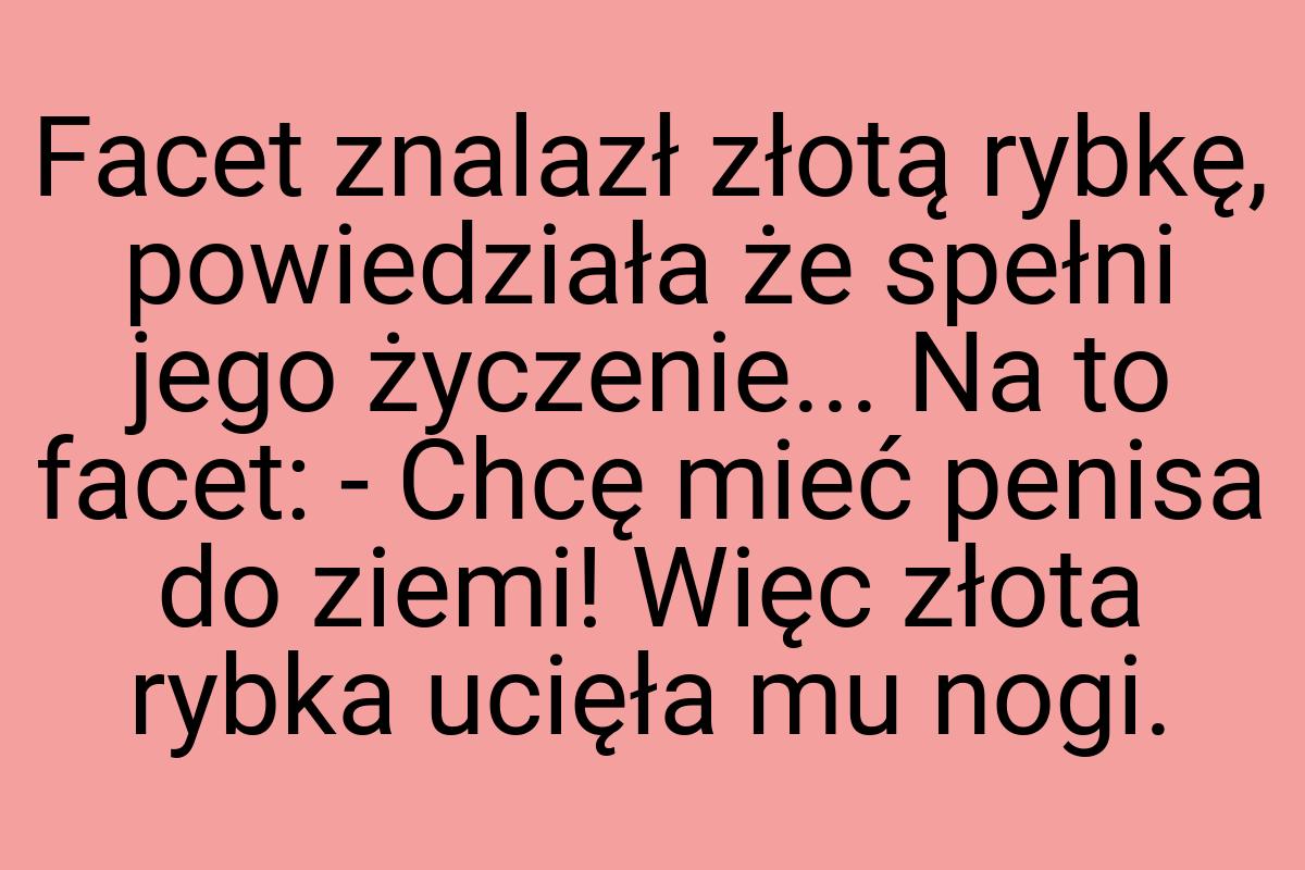 Facet znalazł złotą rybkę, powiedziała że spełni jego