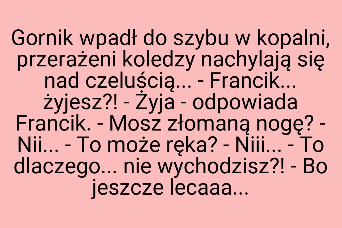 Gornik wpadł do szybu w kopalni, przerażeni koledzy