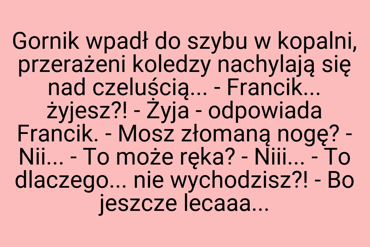 Gornik wpadł do szybu w kopalni, przerażeni koledzy