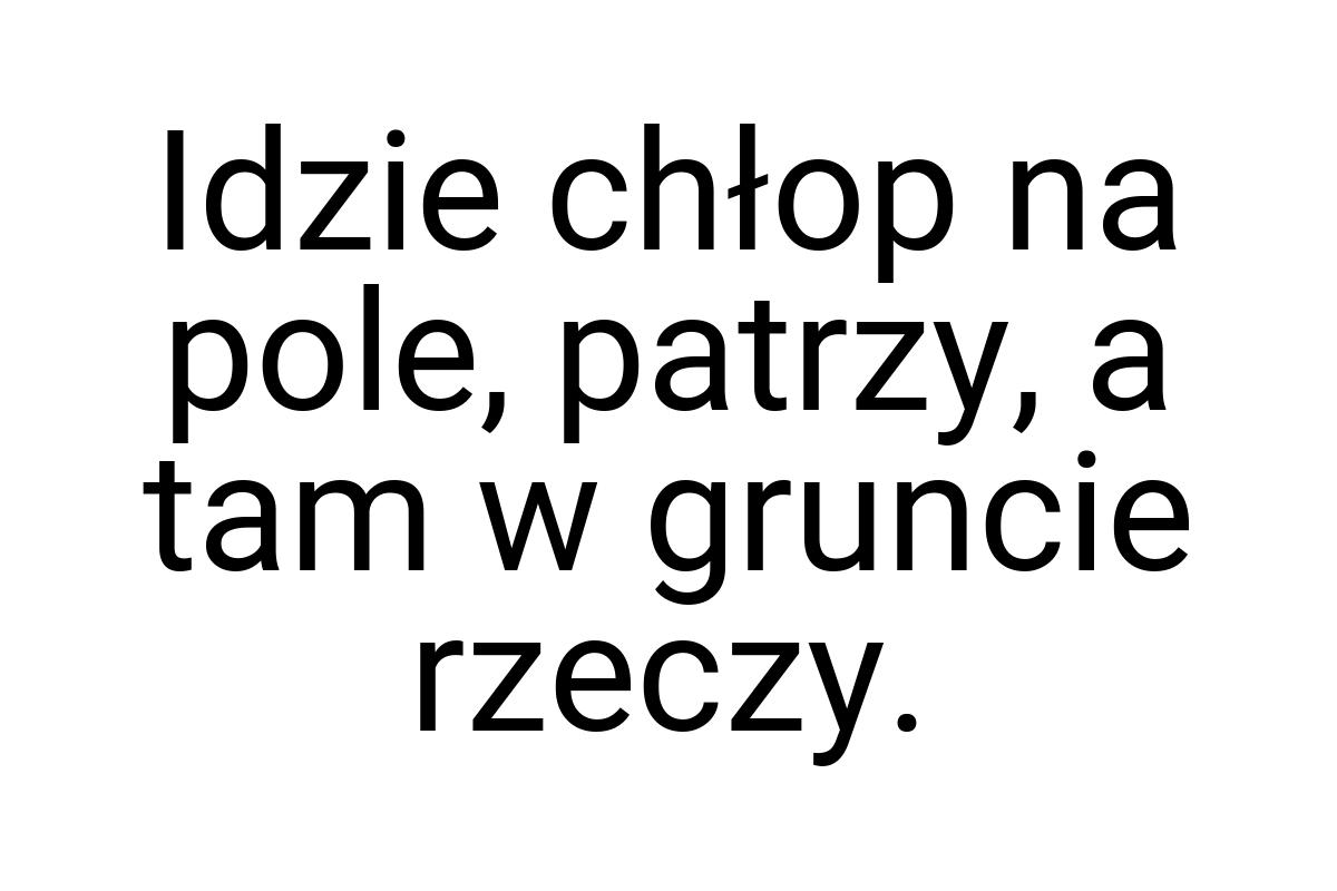 Idzie chłop na pole, patrzy, a tam w gruncie rzeczy