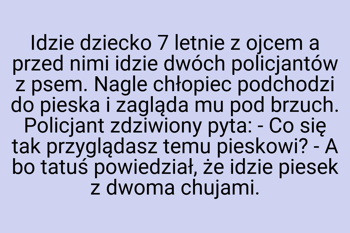 Idzie dziecko 7 letnie z ojcem a przed nimi idzie dwóch