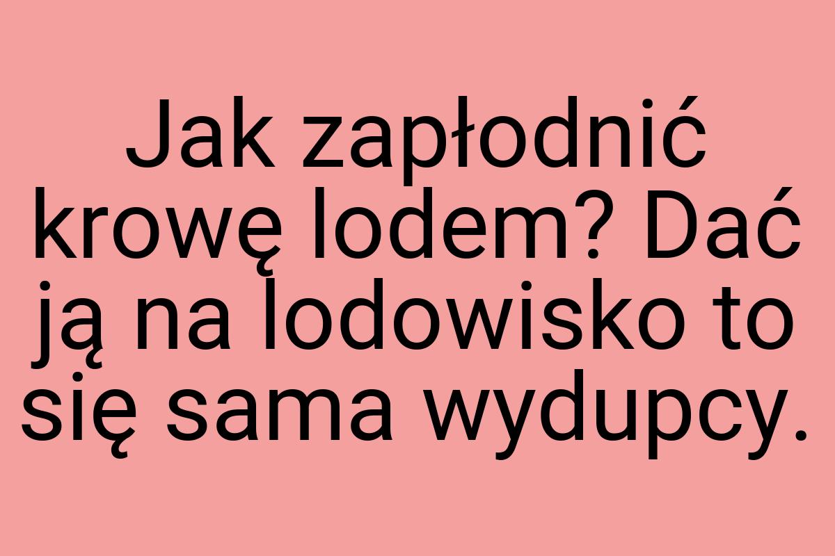 Jak zapłodnić krowę lodem? Dać ją na lodowisko to się sama