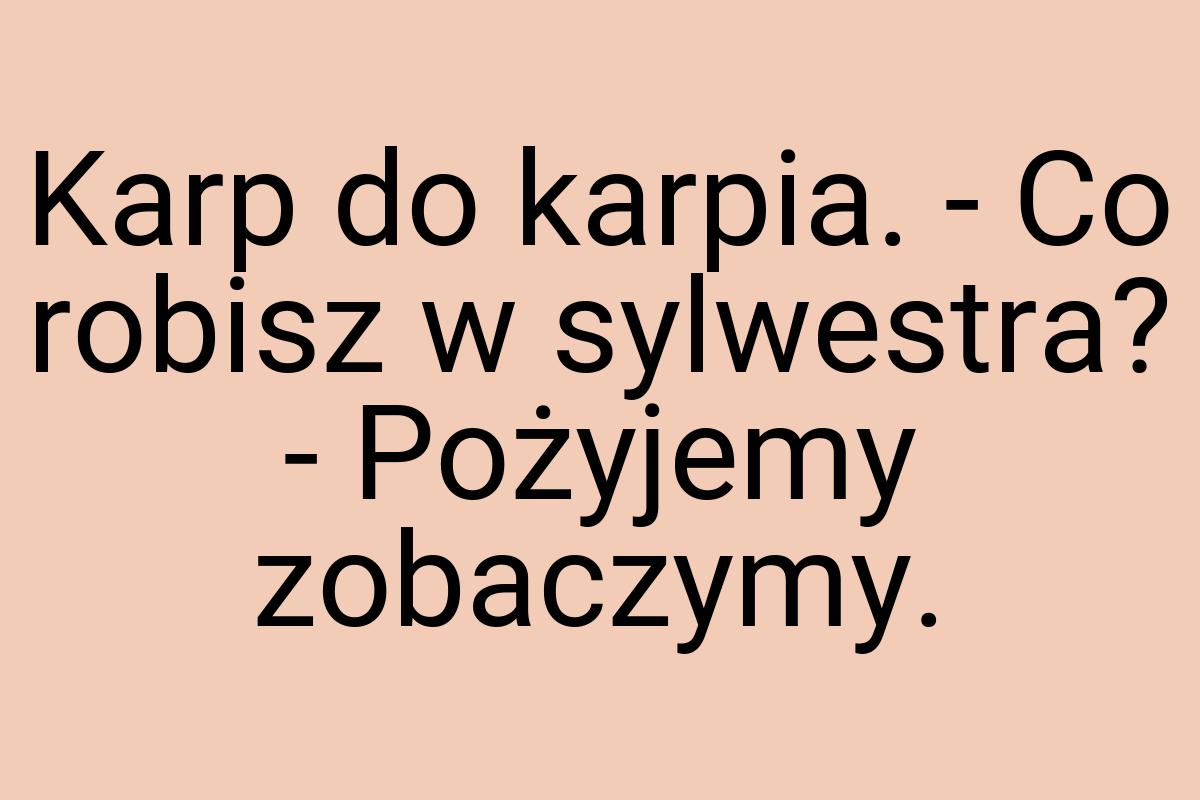 Karp do karpia. - Co robisz w sylwestra? - Pożyjemy