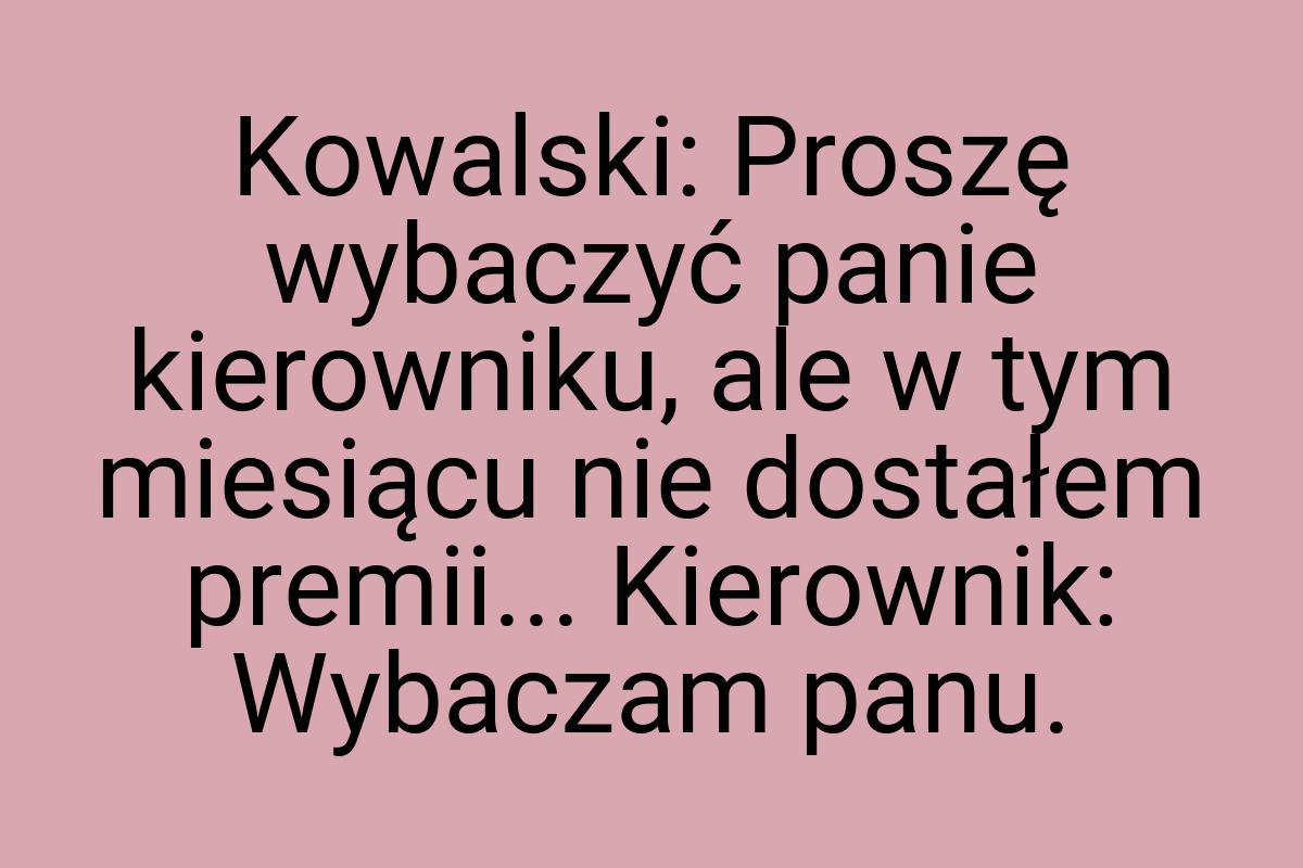 Kowalski: Proszę wybaczyć panie kierowniku, ale w tym