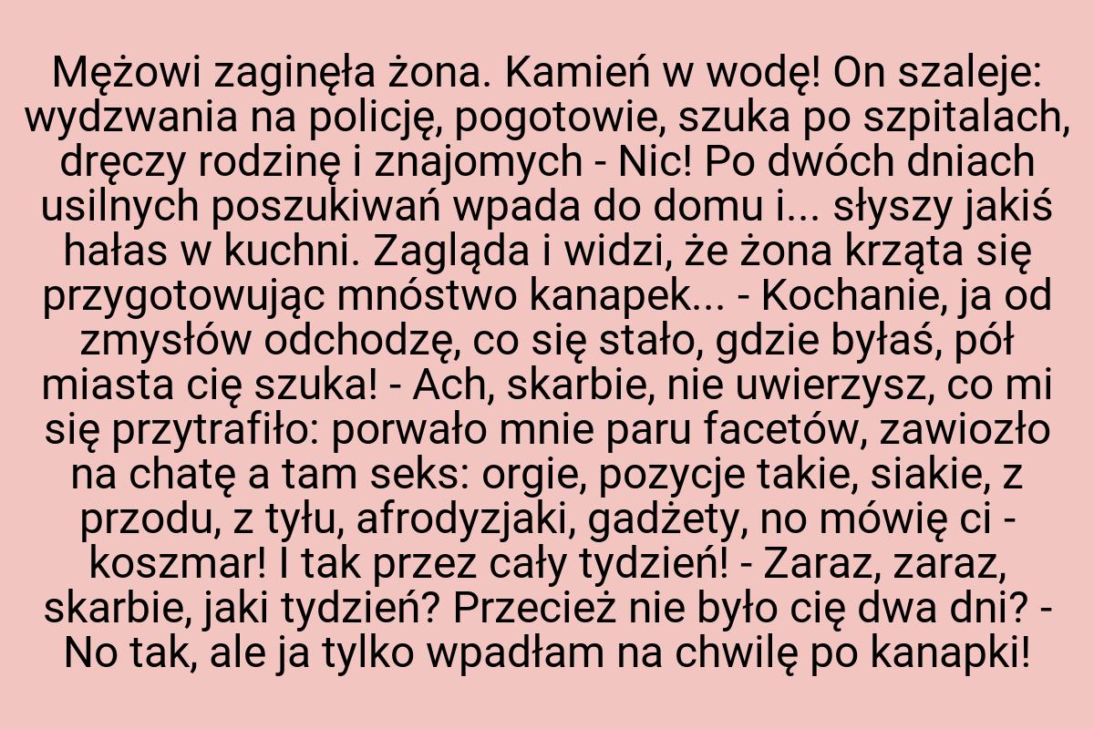 Mężowi zaginęła żona. Kamień w wodę! On szaleje: wydzwania