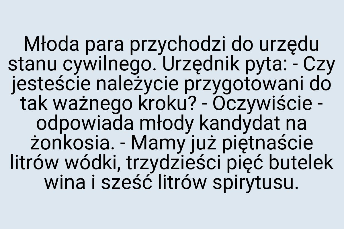 Młoda para przychodzi do urzędu stanu cywilnego. Urzędnik