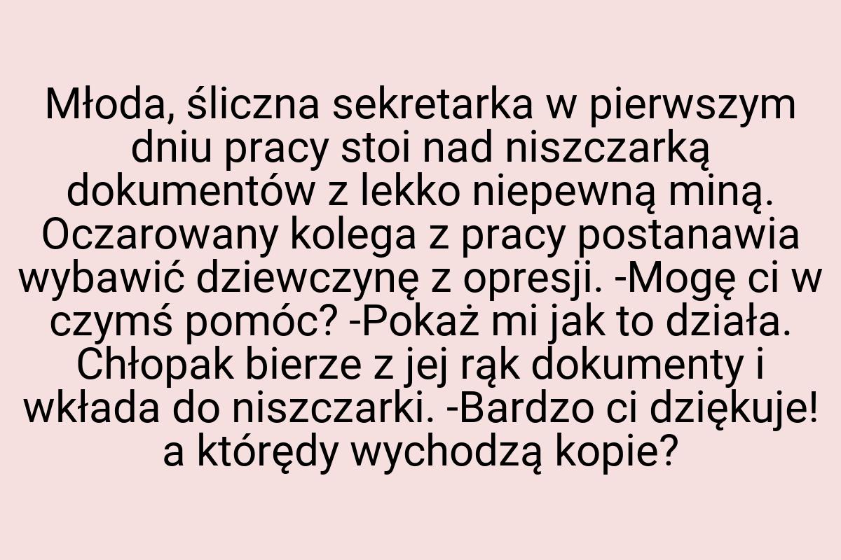 Młoda, śliczna sekretarka w pierwszym dniu pracy stoi nad