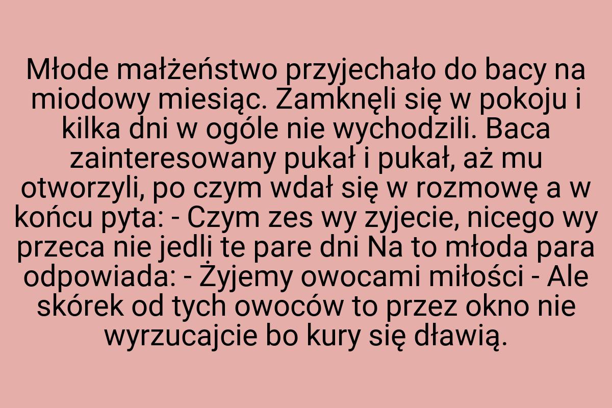 Młode małżeństwo przyjechało do bacy na miodowy miesiąc