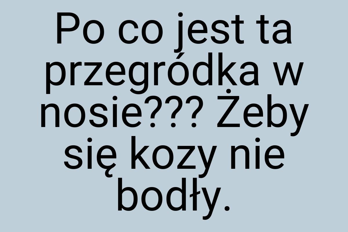 Po co jest ta przegródka w nosie??? Żeby się kozy nie bodły