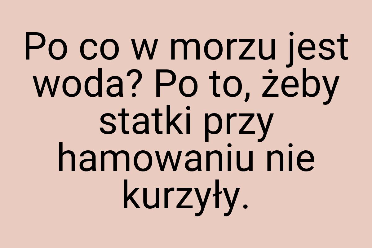 Po co w morzu jest woda? Po to, żeby statki przy hamowaniu