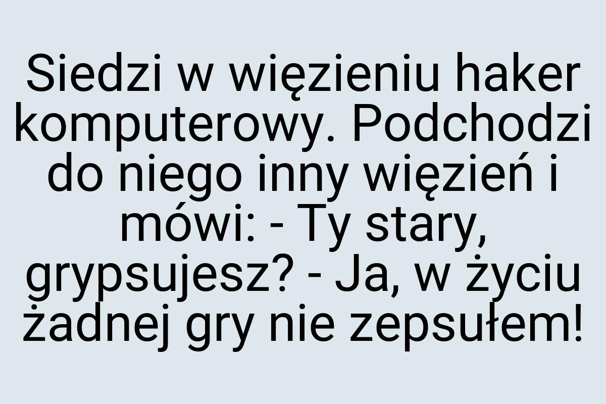 Siedzi w więzieniu haker komputerowy. Podchodzi do niego