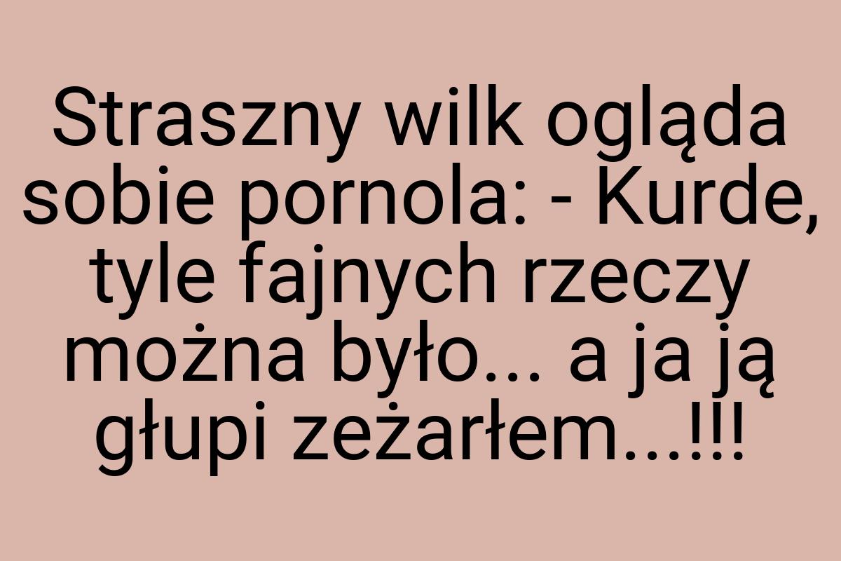 Straszny wilk ogląda sobie pornola: - Kurde, tyle fajnych