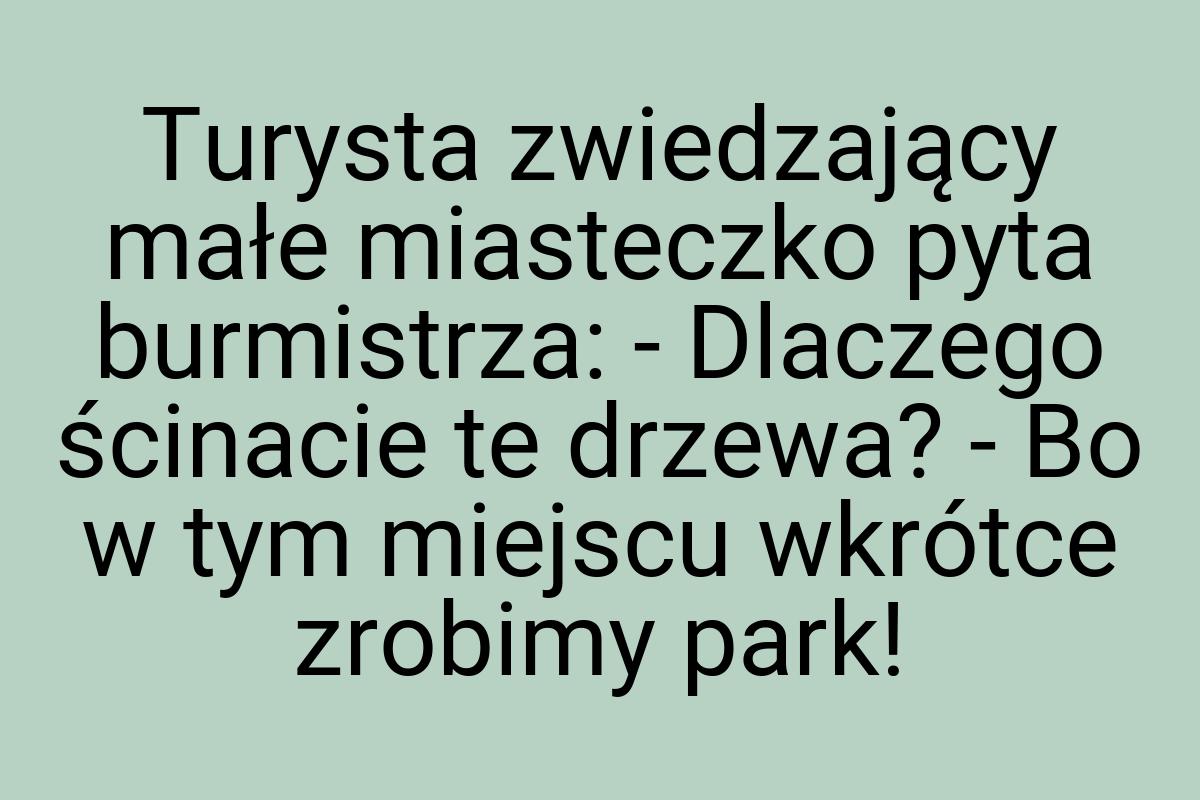 Turysta zwiedzający małe miasteczko pyta burmistrza