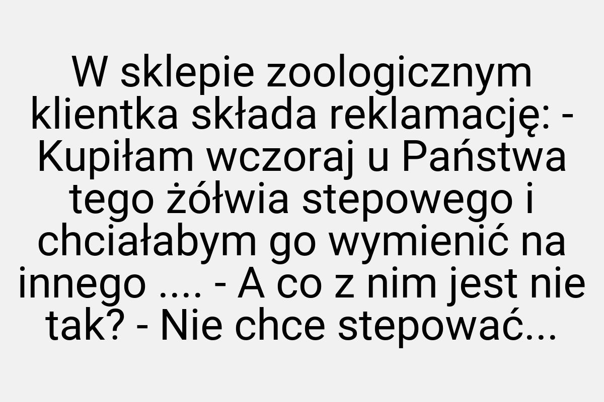 W sklepie zoologicznym klientka składa reklamację