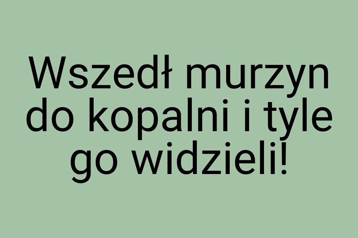 Wszedł murzyn do kopalni i tyle go widzieli