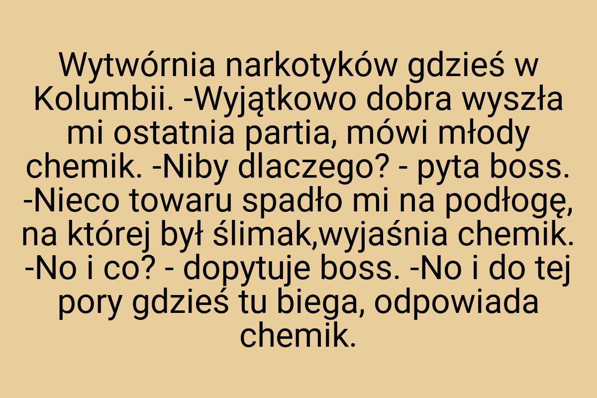 Wytwórnia narkotyków gdzieś w Kolumbii. -Wyjątkowo dobra