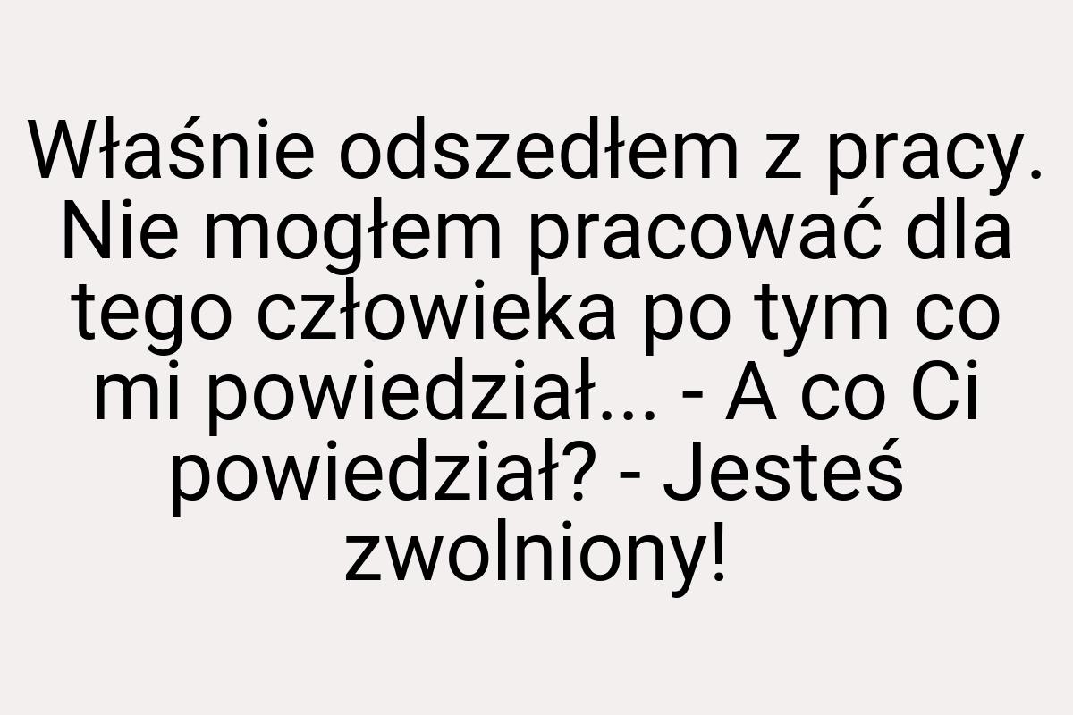 Właśnie odszedłem z pracy. Nie mogłem pracować dla tego