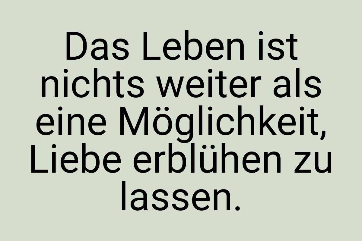 Das Leben ist nichts weiter als eine Möglichkeit, Liebe